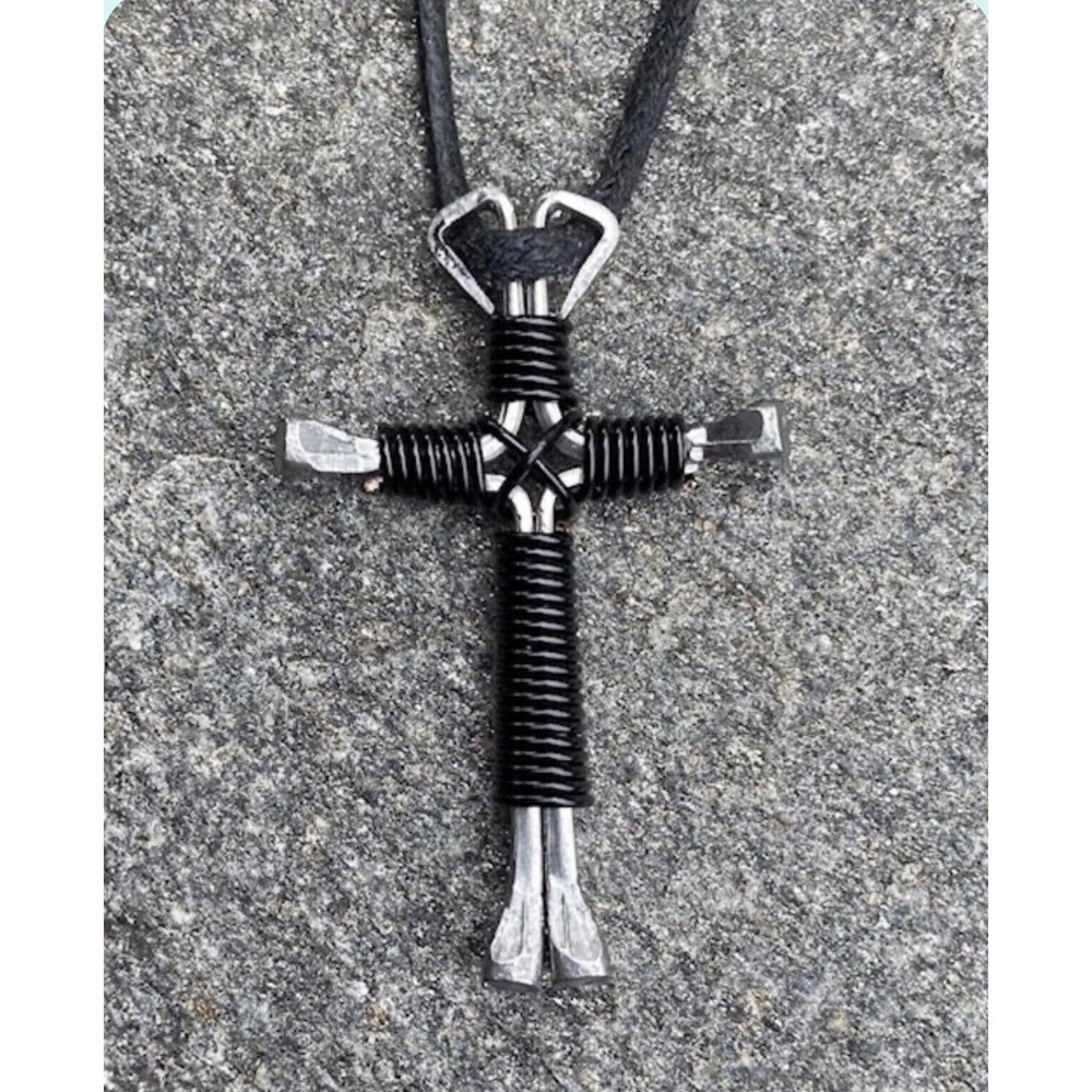 Horseshoe Nail Cross Necklace - New